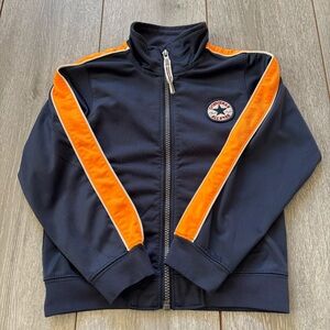 CONVERSE track zip up jacket black with orange stripe sleeves Boys sz 4-5 GUC